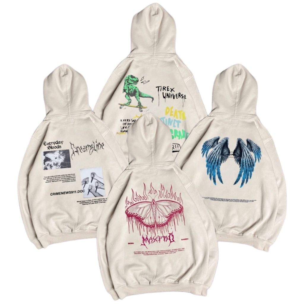 Sweater Hoodie Pria Cream & Black Pria Wanita Metal Aesthetic Font Metal Acak Unisex Original Hodie 