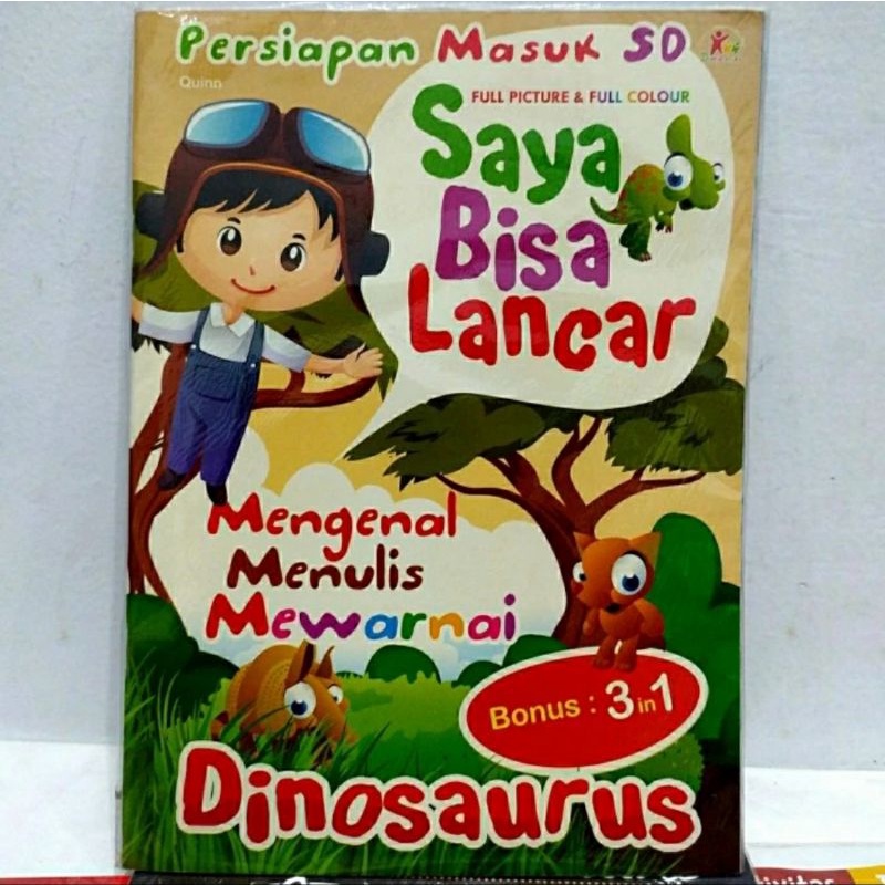 Buku Belajar Membaca Anak Mewarnai bonus tiker  dinosaurus Bergambar
