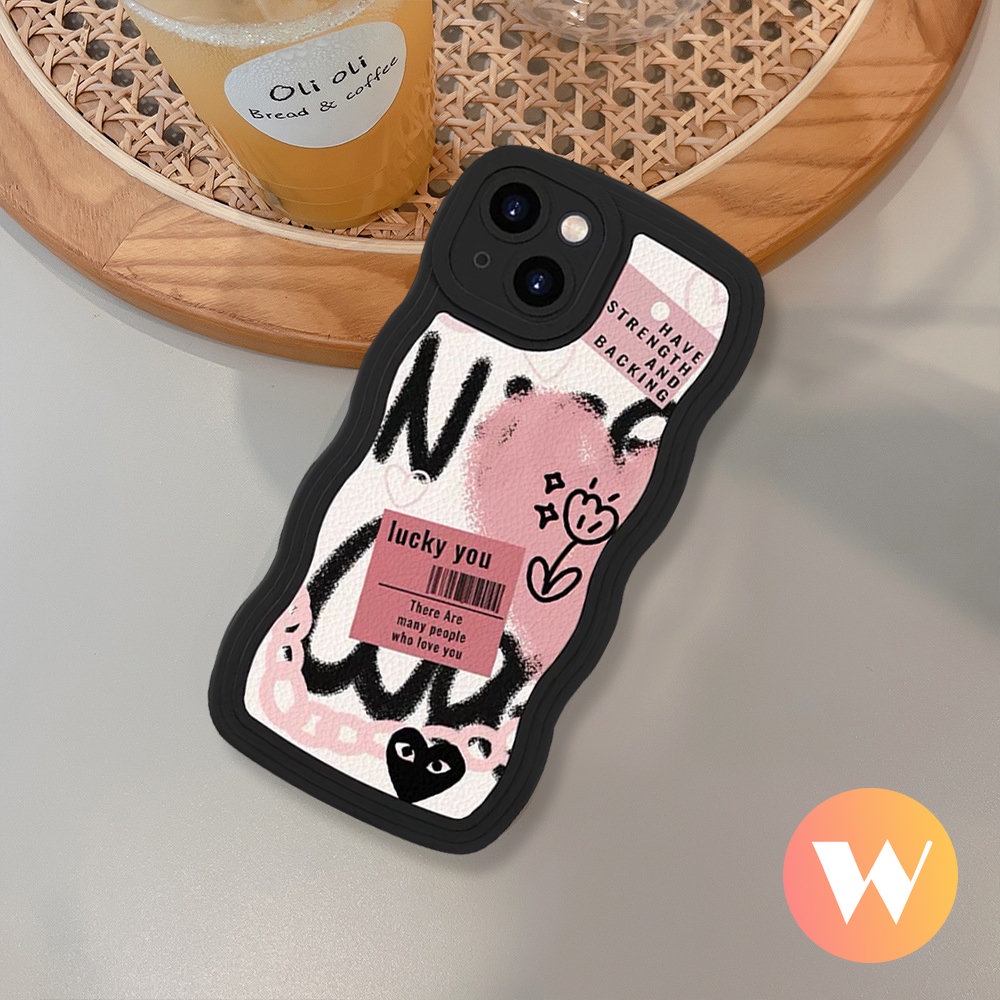 Soft Case Tpu Motif Graffiti Hati Bunga Untuk iPhone 11 13 12 14 Pro Max 7Plus XR X XS Max 14 7 8 6 6s Plus SE 2020