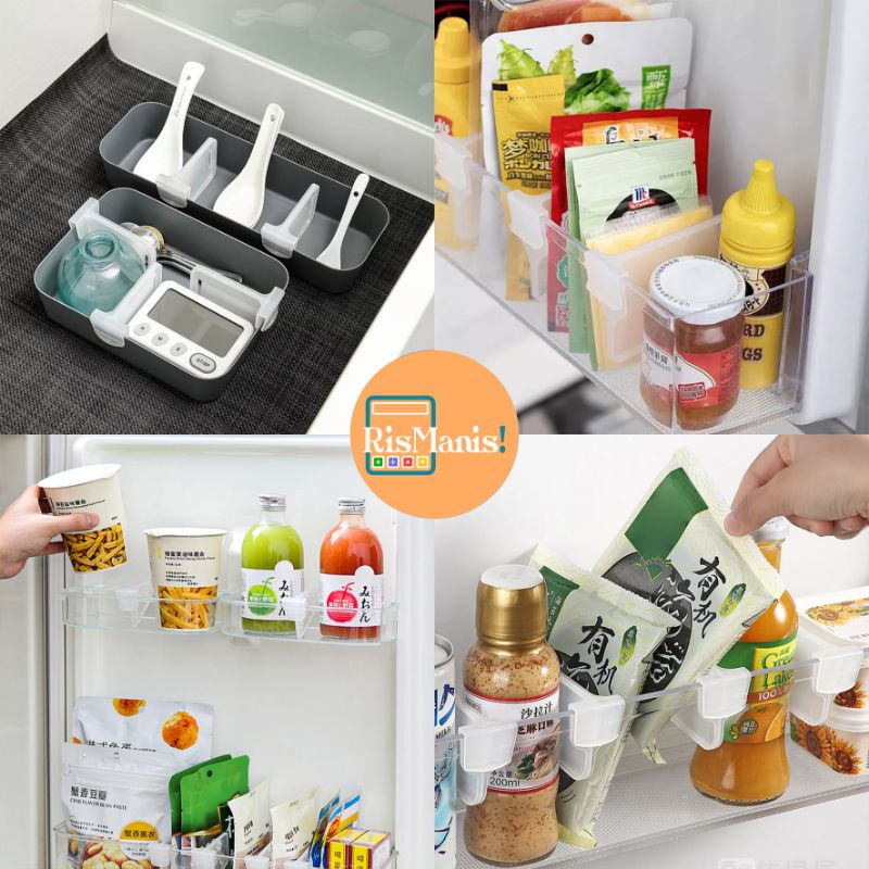 FRIDGE ADJUSTABLE PARTITION - 1 pcs Partisi Penyekat Rak Mini Penyimpanan Lemari Es Sekat Kecil Pemisah Kulkas Storage Box Kotak Obat Pembatas Laci Alat Makeup Rias Peralatan Tulis