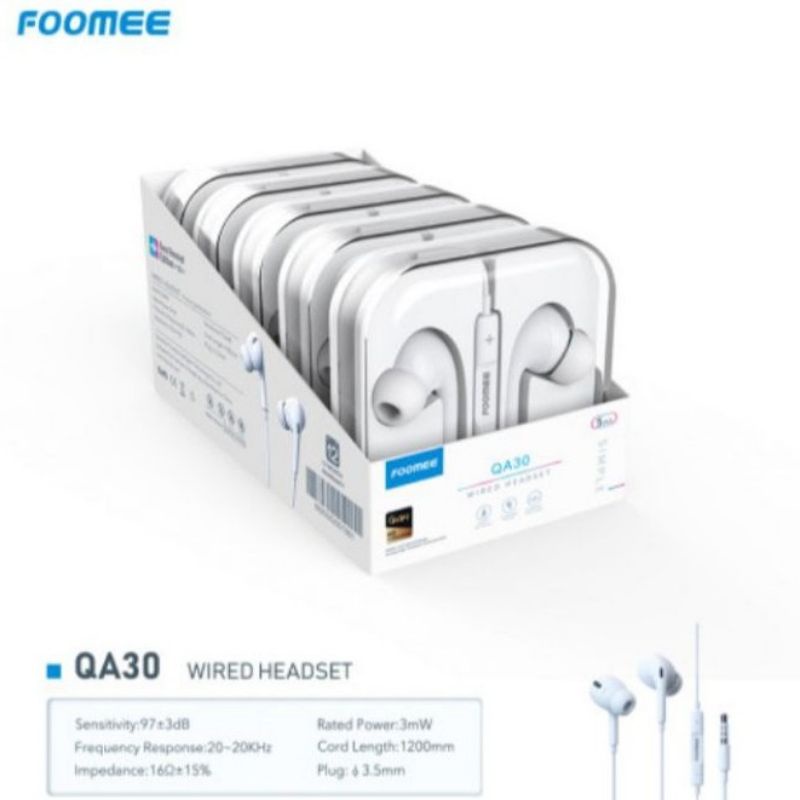 FOOMEE QA30 Wired Headset HF Foomee Earphone Foomee