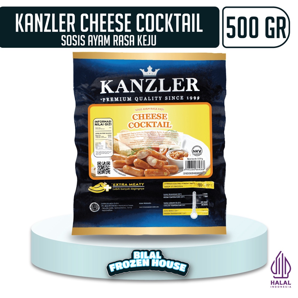 

Sosis Kanzler Cheese Cocktail 500gr - Sosis Ayam Rasa Keju