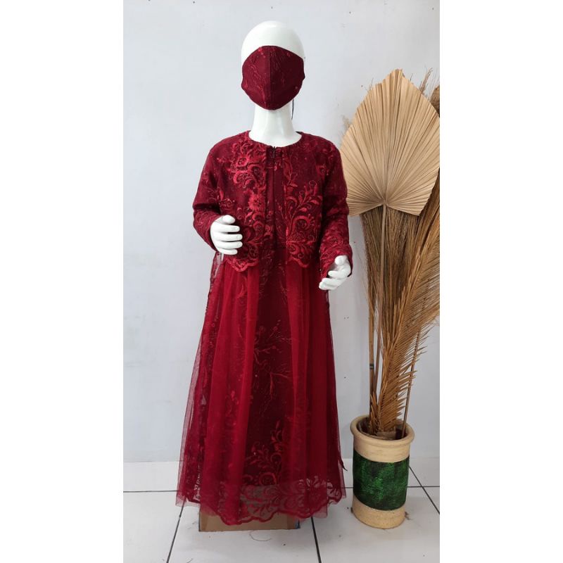 (NEW) R1TIARA - BAJU GAMIS FULL BROKAT BRUKAT DRESS ANAK ANAK PEREMPUAN WANITA MUSLIM UMUR 3 4 5 6 7