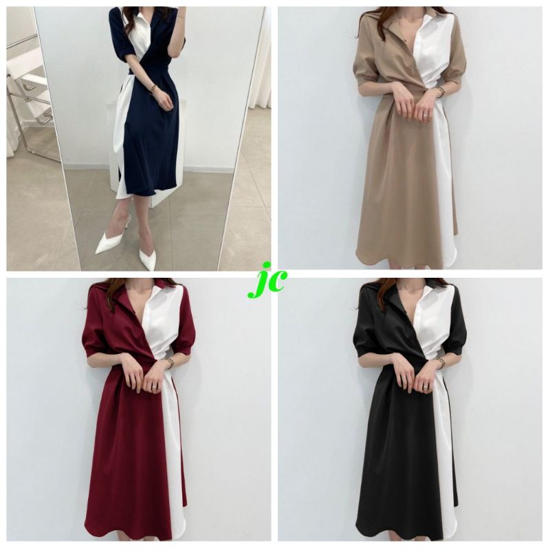 JCNS - DRESS ELENA COMBI / Dress Wanita Kombinasi / Dress Wanita Korean
