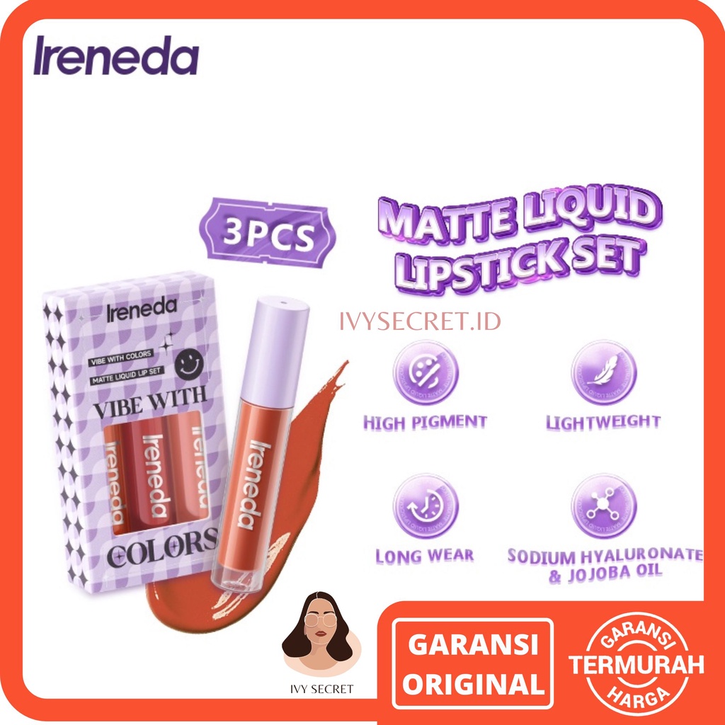 Ireneda Lipcream Set 3 Pcs Transferproof Lip Cream Lipstick Matte Lipmatte Lipstik Ireneda Lipstick Ireneda