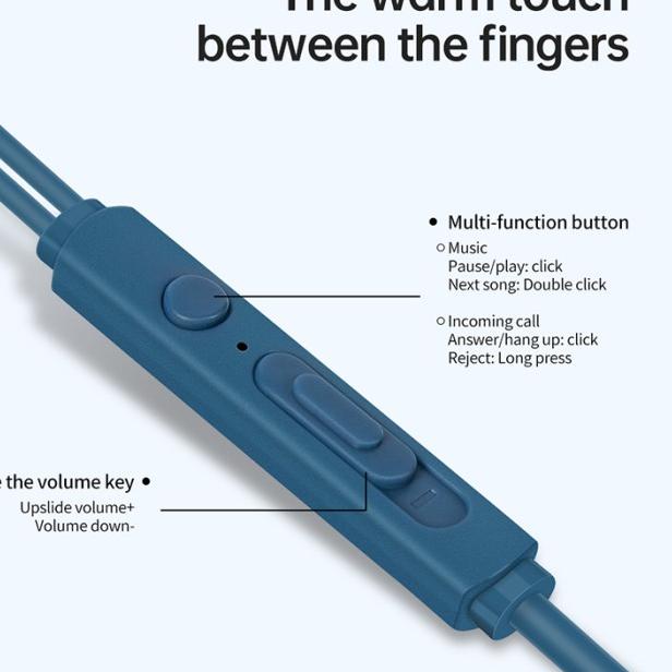 In-Ear Earphones KIVEE Wired Earphone Mic 3.5mm Android - Biru