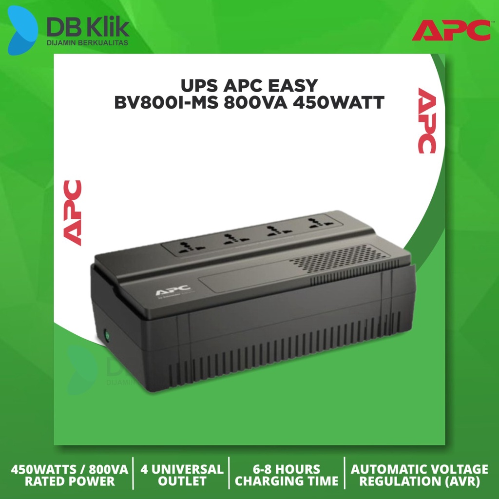 UPS APC Easy BV800I-MS 800VA 450Watt Universal Outlet - APC BV800IMS