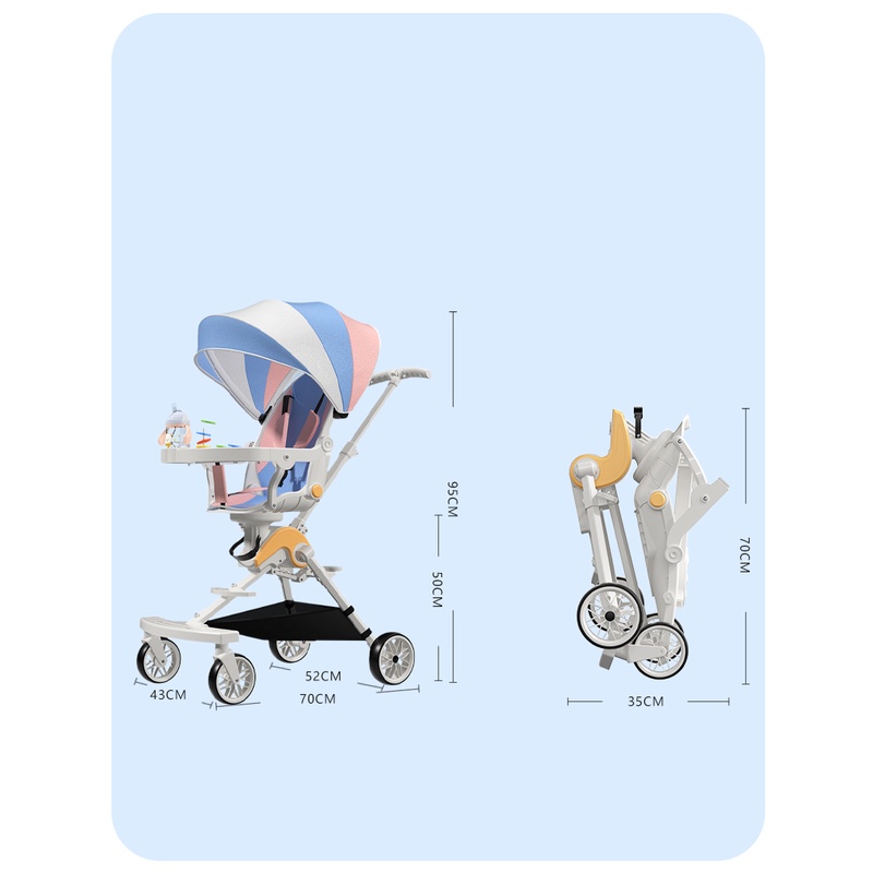 Stroller Kid 2 Way Travel Lightweight Foldable / Kereta Dorong Bayi