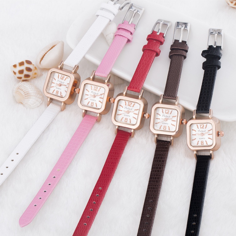 RRNS 132 Jam Tangan Casual Wanita Analog Kecil Dial Bulat Dengan Strap Pu Leather Korean Fashion