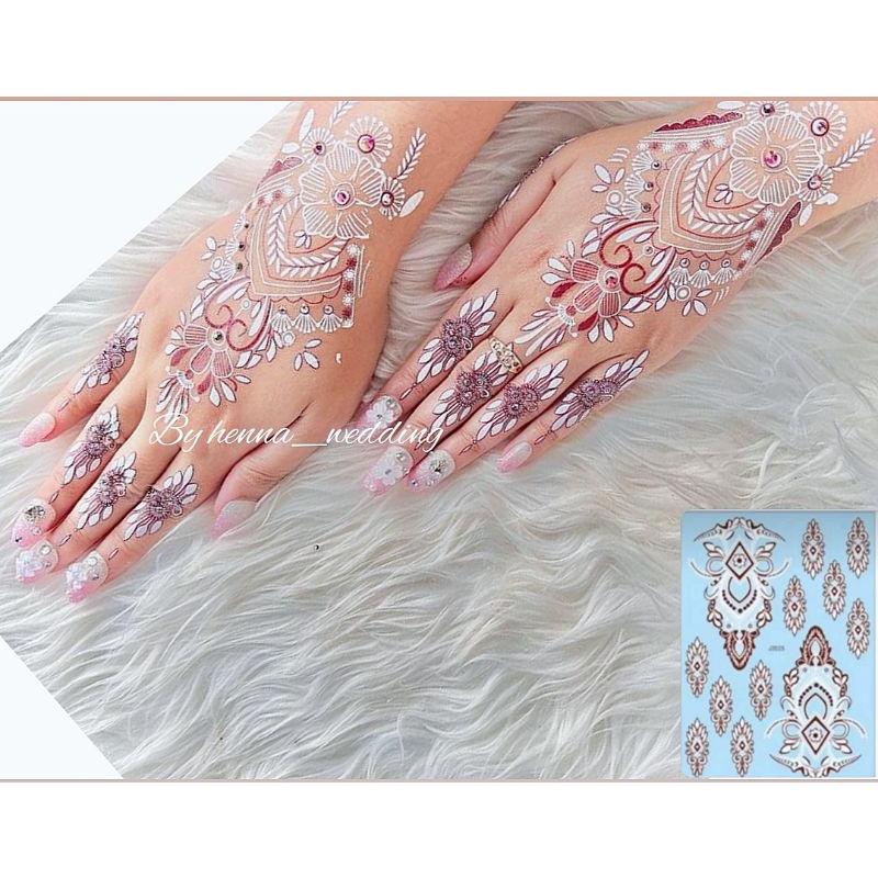 Henna instan 1pcs untuk kanan kiri kombinasi dua warna Free glitter| two tone