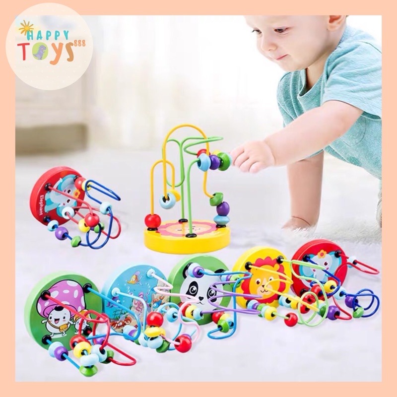 HAPPYTOYS.888 #A6 WIRE BEADS / MINI ROUND BEADS / MAINAN ALUR KAWAT KECIL / ALAT HITUNG ANAK / MAINAN EDUKASI ANAK / MAINAN KAYU BALOK