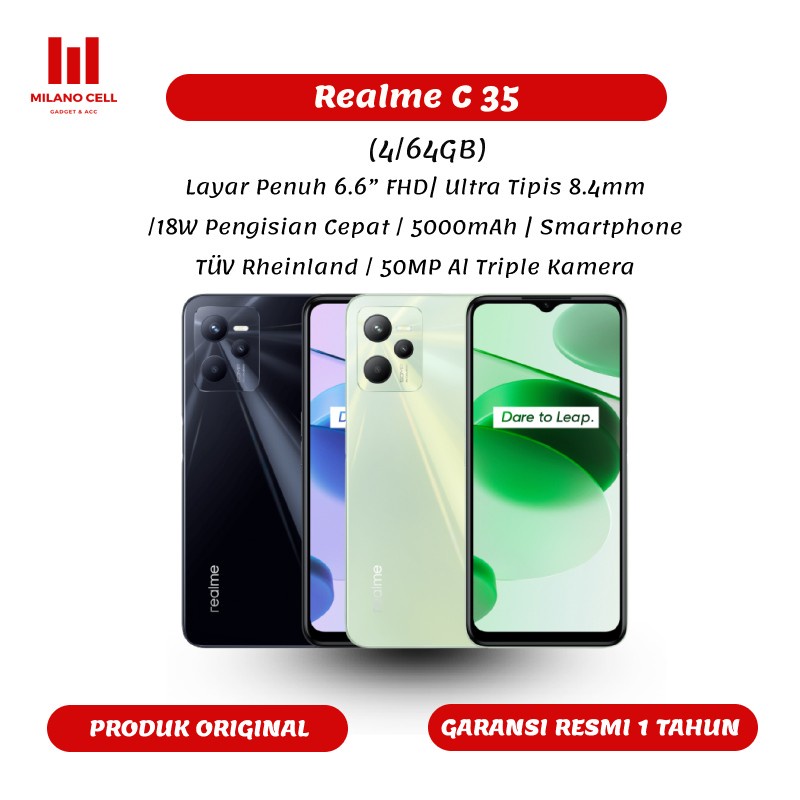 Realme C35 Ram 4/128GB &amp; 4/64GB | Triple Camera 50MP - Garansi Resmi