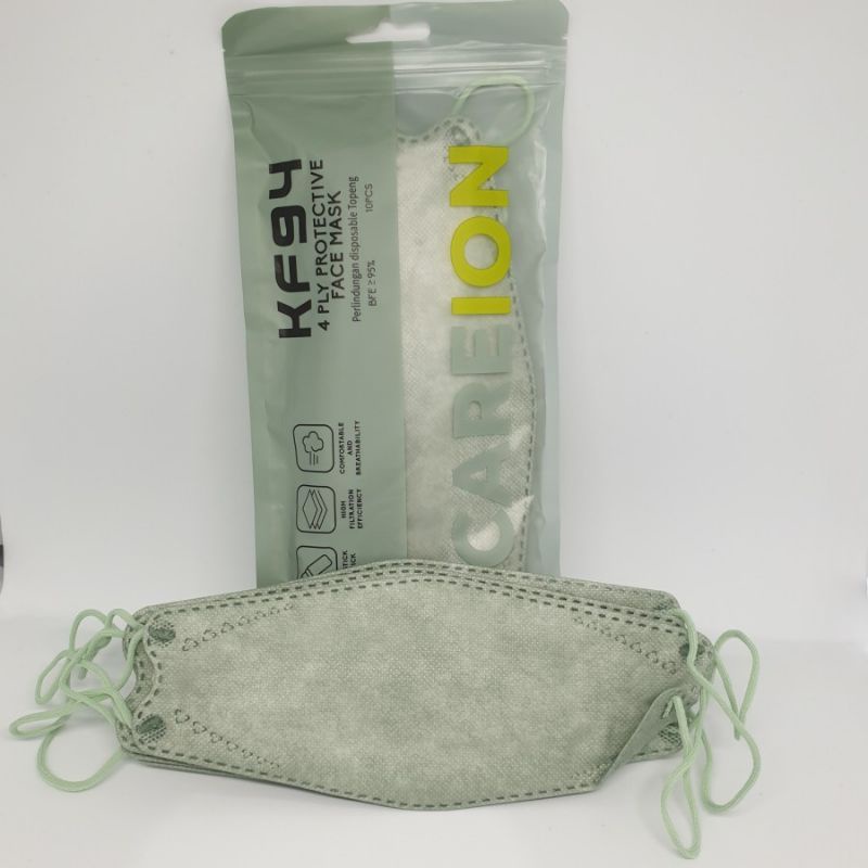 KF94 MASKER FACEMASK MOUSON / CAREION / ONCARE 4PLY ISI 10 PCS WARNA HITAM - PUTIH-MATCHA CAREION /KF94