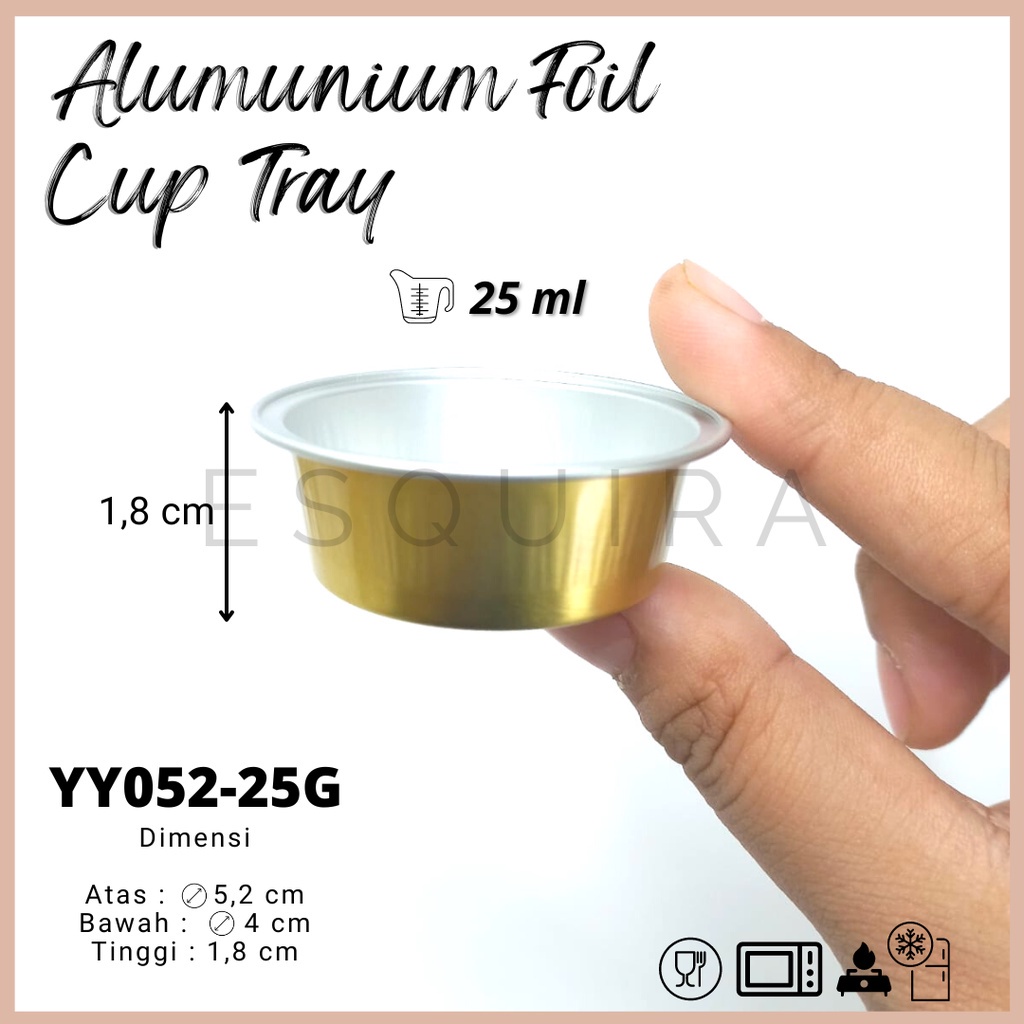 Aluminium Foil Cup Tray Gold 25ml with PET Lid 10 Pcs / YY052-25G