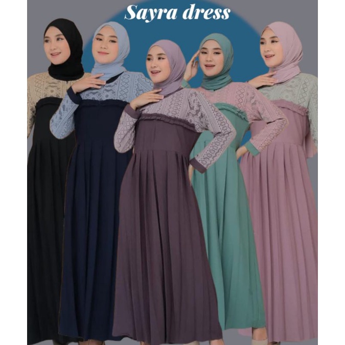 Sayra dress itycrepe brukat original by zahin / dress brukat zahin /Dress Blezer kay original Zahin