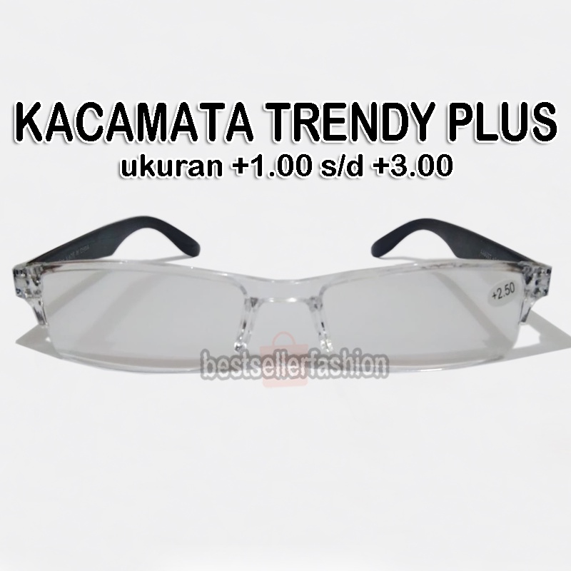 Kacamata baca trendy plus anti UV ukuran Plus (+)0.50 s/d 4.00 UNISEX