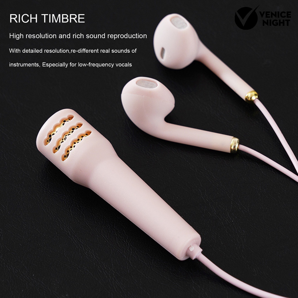 (VNEP) (Berkabel) Earbud Praktis Super Kualitas Suara 1.2m 3.5mm Mini In-ear Earphone Bergaya dengan Mikrofon untuk Karaoke