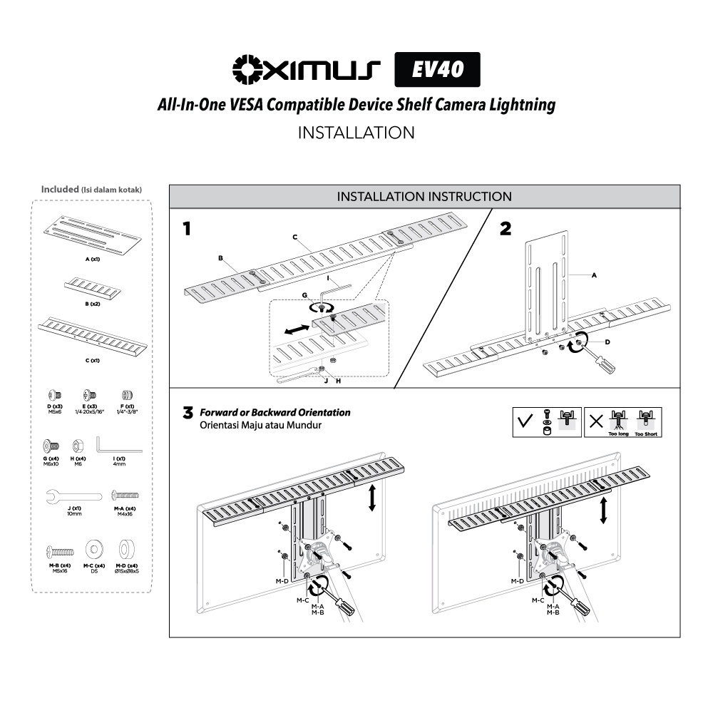 All-In-One VESA Compatible Device Shelf Camera Lightning Oximus EV40