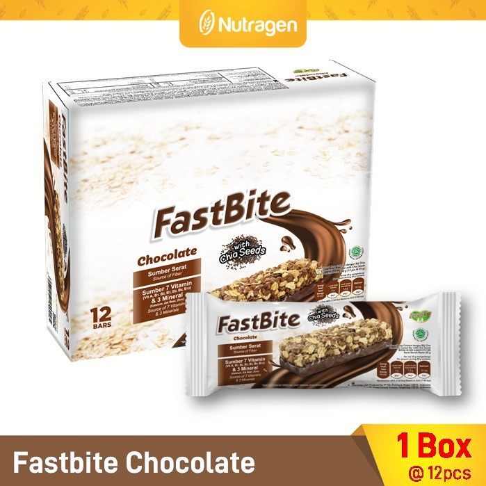 

Sereal [Tokocabang] Fastbite Sereal Bar Tinggi Serat (Box Isi 12 Pcs) Coklat