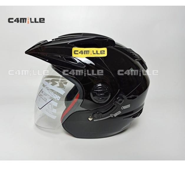 HELM RN DOUBLE VISOR BLACK HALF FACE MODEL GM NEW IMPREZZA