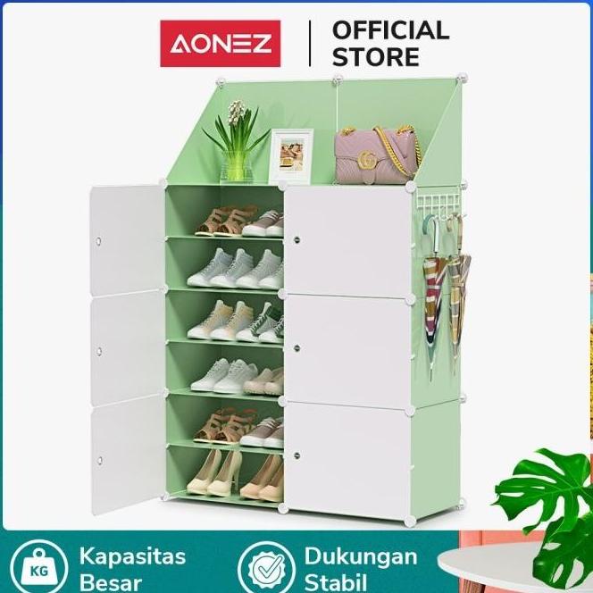 AONEZ RAK SEPATU ANTI DEBU 2 KOLOM 6/4 LAYER PORTABLE SERBAGUNA KOTAK FGR695464E