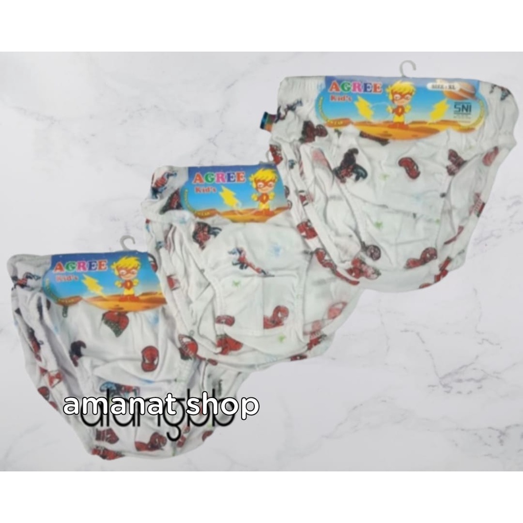 3PCS CELANA DALAM ANAK AGREE KIDS KODE CA 18 BAHAN FULLKATUN PUTIH/RANDOM