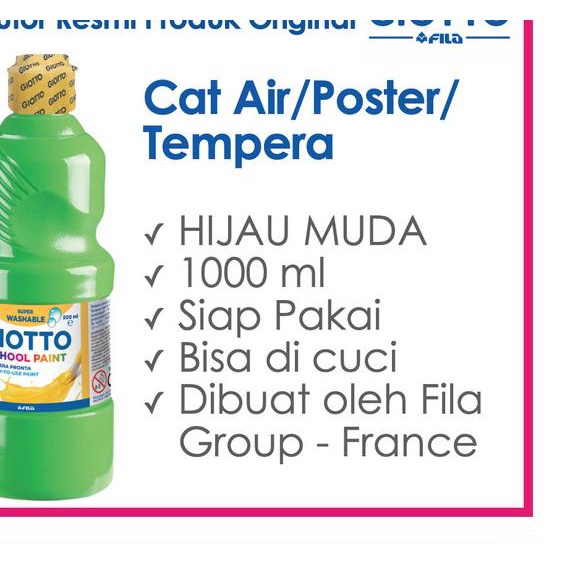 

Giotto School Paint 1000 ml Cinnabar Green Hijau - Cat Kertas