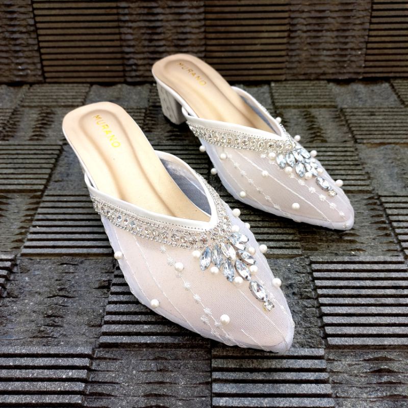 Wedding Shoes Murano Tsabitha White Brukat Big Size  41-46