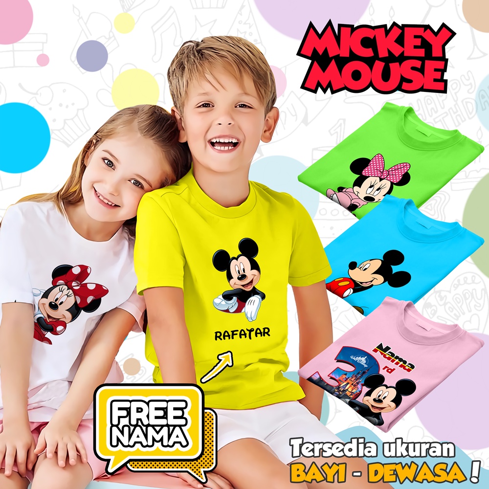 [FREE NAMA!!] Baju Kaos COUPLE  ANAK DAN DEWASA MICKEY MINIE BANYAK MOTIF