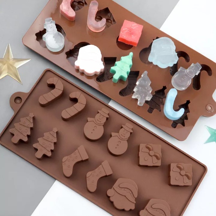 Cetakan Silikon Kue Coklat Christmas Natal Silicon Mold Jelly Puding