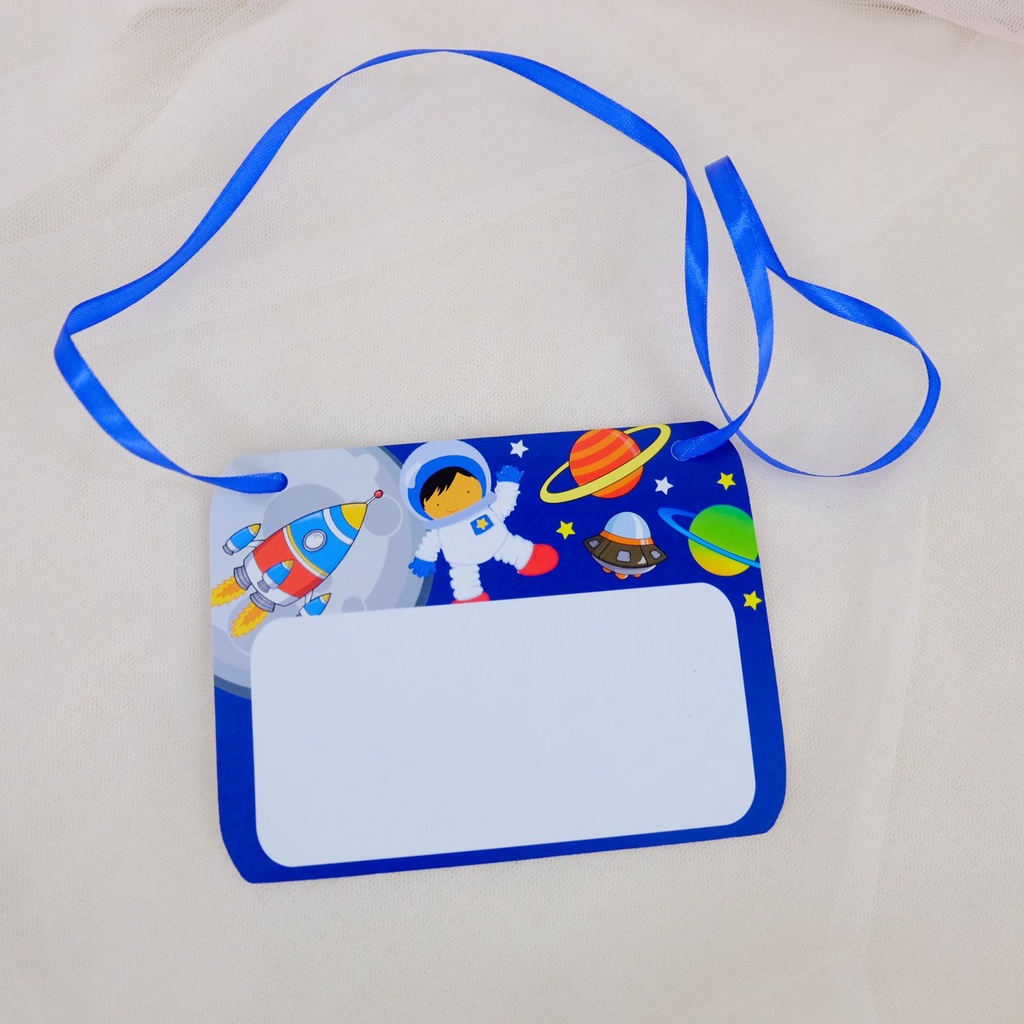 Astronot Name Card Birthday / Kalung Kartu Ulang Tahun / Tag Nama
