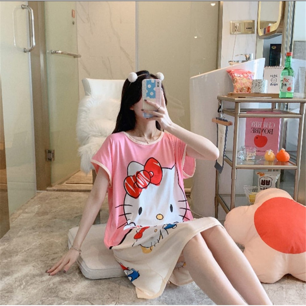 GO! BT948 Baju Tidur Dewasa Motif Daster Spandek Ukuran Jumbo Import