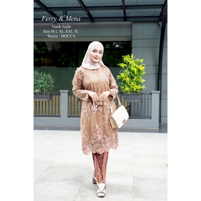 ADE&gt; SET KEBAYA TUNIK AQILA JUMBO - KEBAYA TUNIK JUMBO - KEBAYA TUNIK CANTIK - OUTFIT KEBAYA PESTA - SET TUNIK TULLE MODERN