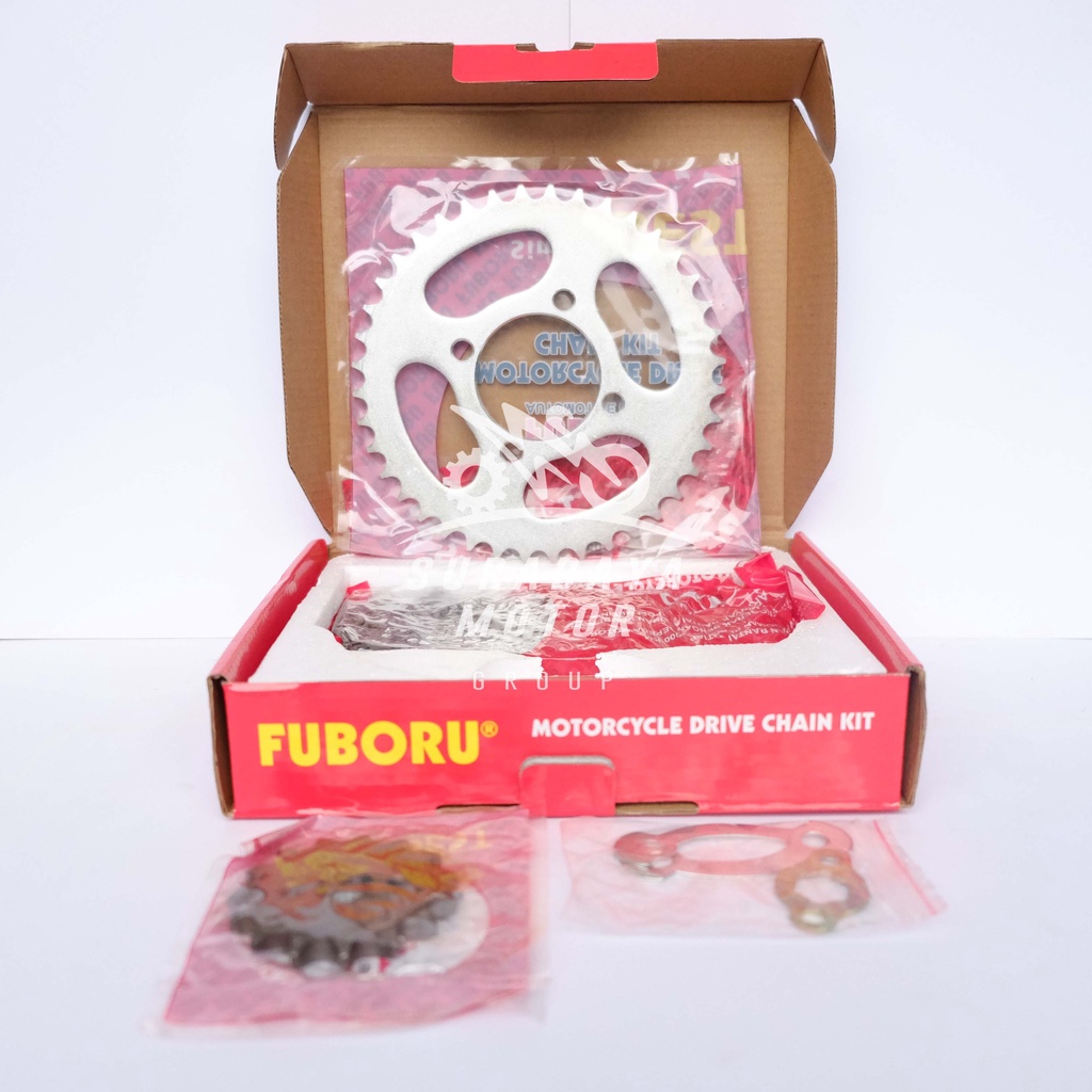 Gearset KEV FUBORU Original Gear Depan Belakang Rantai Set Komplit Honda Supra X 110 Lama Karbu Karb