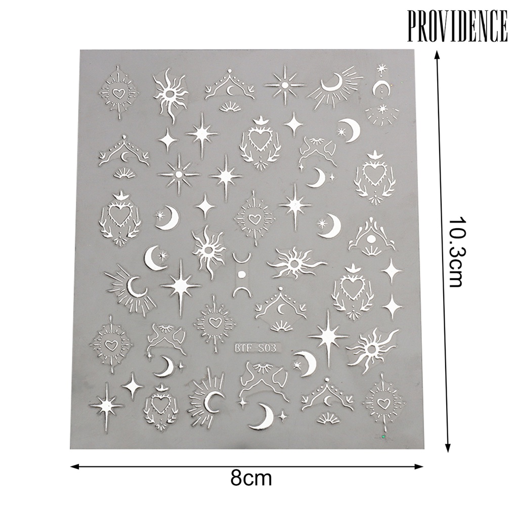 Providence 2 Lembar Stiker Kuku Motif Matahari / Bulan / Bintang Untuk Nail Art / Manicure DIY