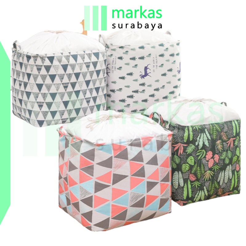 MARKAS HL0464 Tempat Penyimpanan Mainan Baju / Storage Bag Serbaguna Keranjang Lipat Tempat Mainan Anak Bed Cover Baju Celana Gorden Selimut Baju Kotor Motif Minimalis