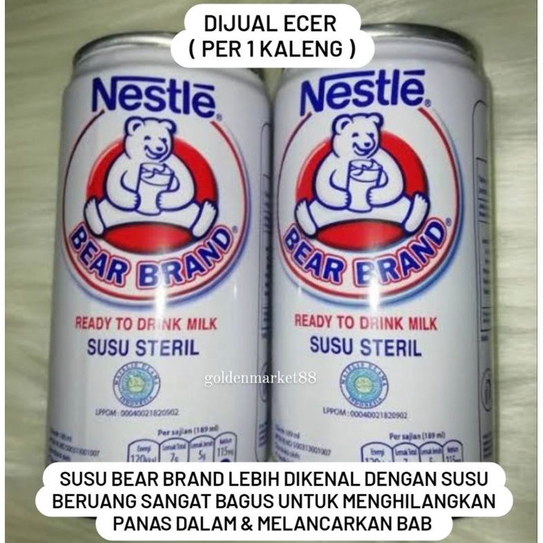 

ECER SUSU CAIR NESTLE BEAR BRAND SUSU BERUANG KALENG STERILIZED MILK HIGH CALCIUM