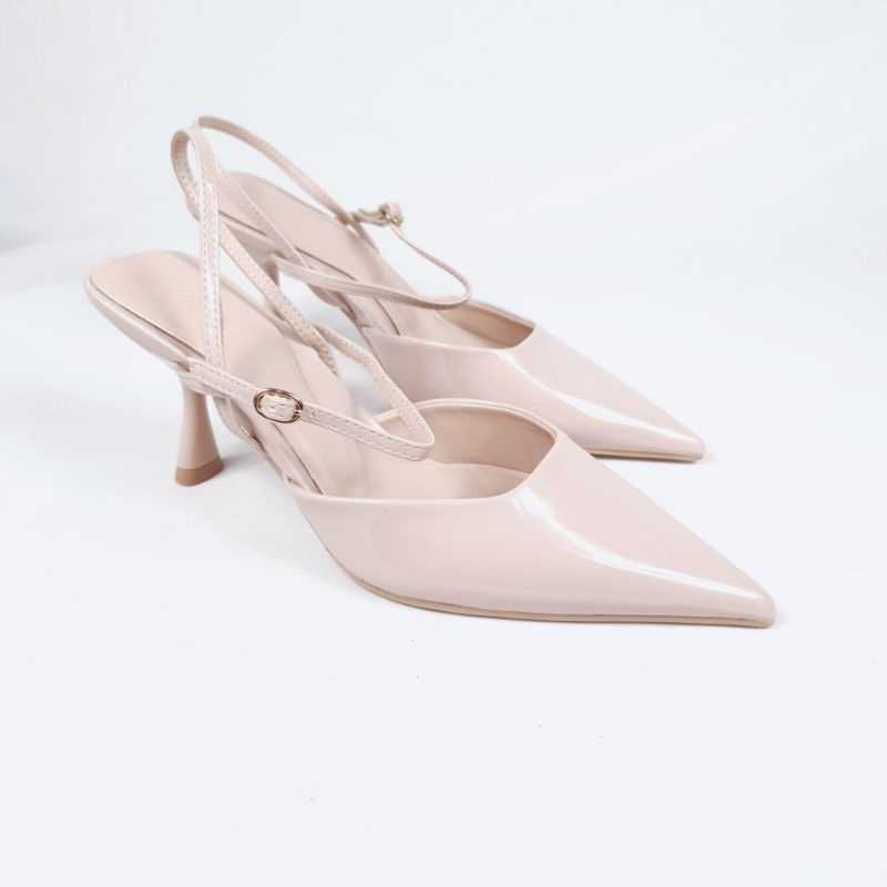 ZR Glossy Slingback Classic High Heeled Sandal