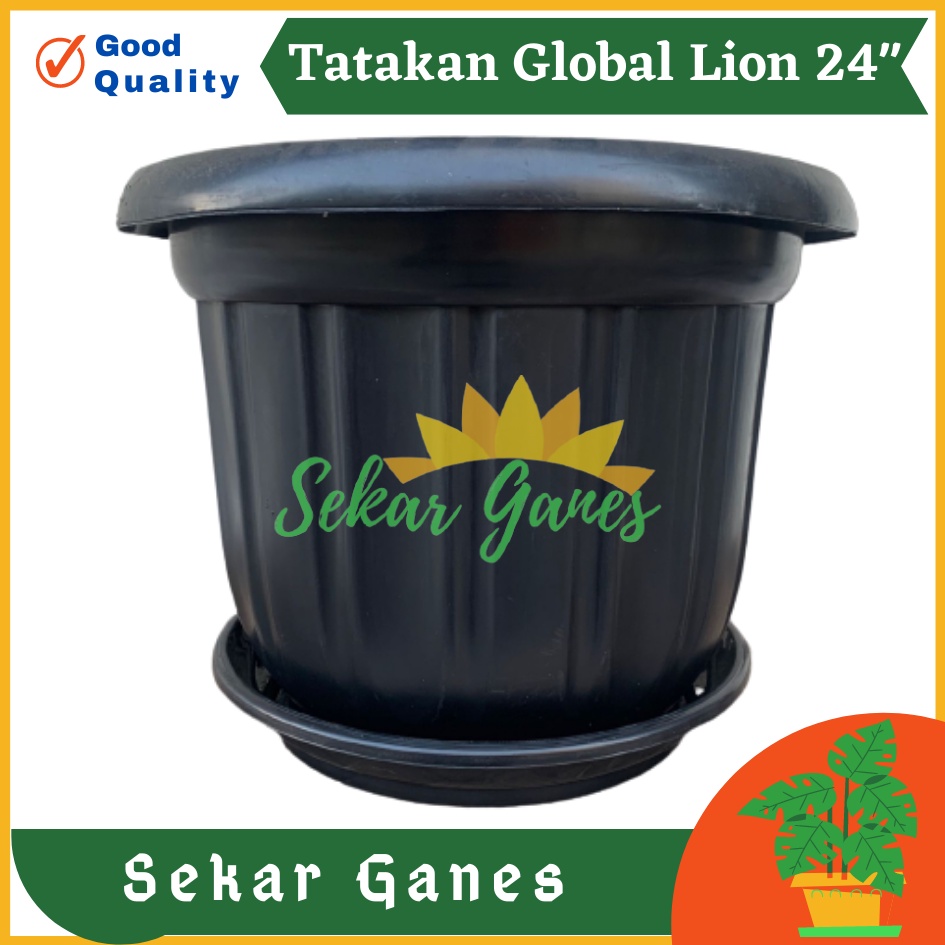 PROMO Tatakan Pot Hitam Global Lion 60 cm 24 inch Tatakan Pot Bunga 30 Panjang Besi 40 Kayu 25 20 Kotak-TATAKAN 24&quot; (24inc /50cm) alas pot besar untuk pot ukuran 50 - 70