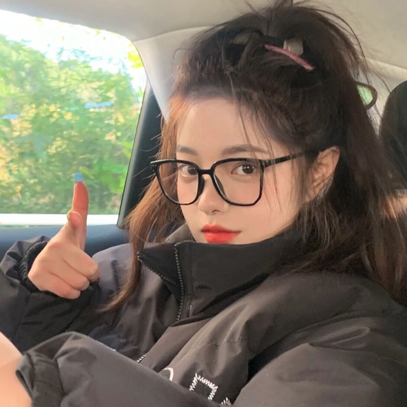 Papaozhu Keren Hitam Bingkai Persegi Lensa Bening Kacamata Untuk Wanita Pria Unisex Kacamata Fashion Jalan Snap Eyewear Gaya Korea OOTD Hiasan