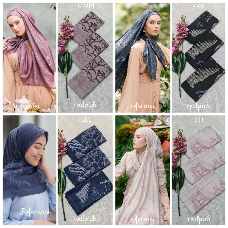 (Khalisahhijab)COD Harga Grosir Kerudung Segiempat Denai Voal Motif Premium Terbaru