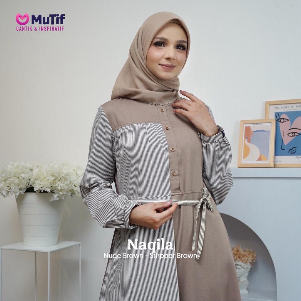GAMIS NAQILA TERBARU BY MUTIF / NUDE BROWN,MAUVE WINE