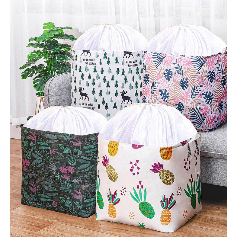 ELFYDO HL0464 Tempat Penyimpanan Mainan Baju / Storage Bag Serbaguna Keranjang Lipat Tempat Mainan Anak Bed Cover Baju Celana Gorden Selimut Baju Kotor Motif Minimalis