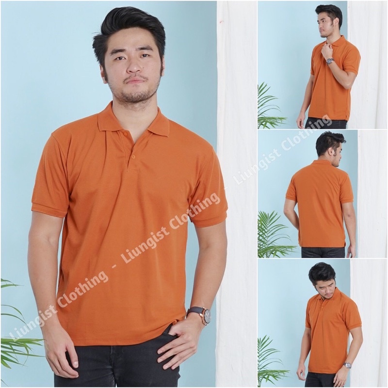 Jual Kaos Polo Unisex Merah Bata Ungu Tua Merah Bata Kerah Abu