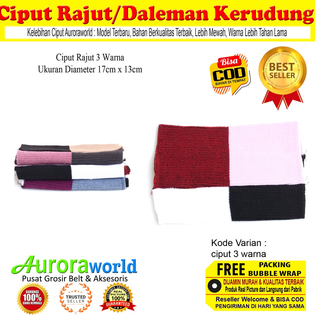 Auroraworld Ciput Rajut Premium two tone Ciput Classic dalaman jilbab inner bandana bahan Tebal