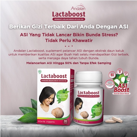 Lactaboost ED 09-2023 ASI Booster Pelancar Asi Ekstrak Daun Katuk / Suplemen Vitamin Herbal Untuk Melancarkan ASI - 30 Kaplet