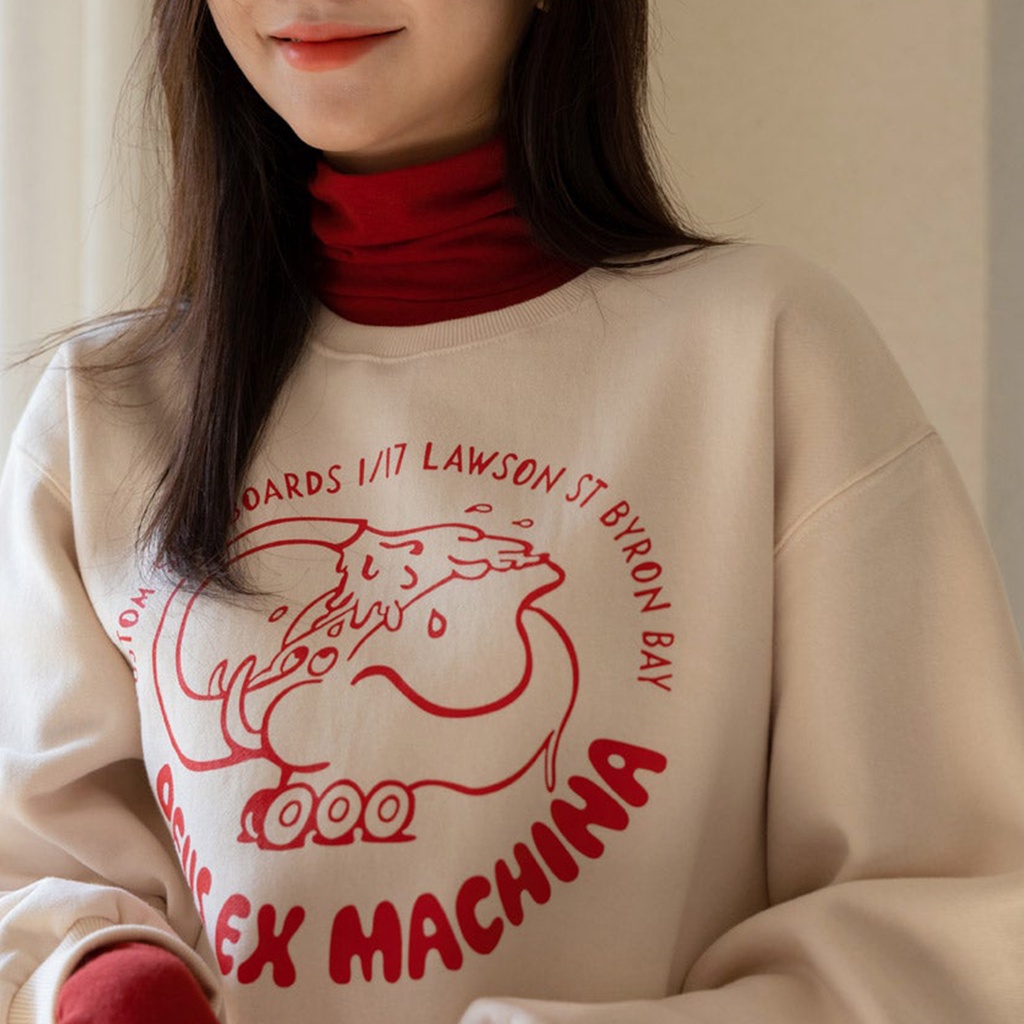 Sweater DSMachina Oversize Korean Sweet Style Sweatshirt Baju Wanita Lucu  Bahan Fleece