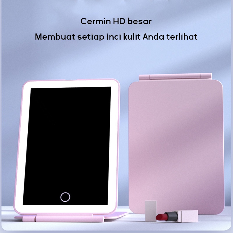 Kaca Make Up/Cermin Rias Makeup LED Mirror kecil lighting / Kaca Cermin Lampu/Cermin LED Rechargeable Tombol Touch Screen / Cermin Makeup LED / Mirror LED Charge USB