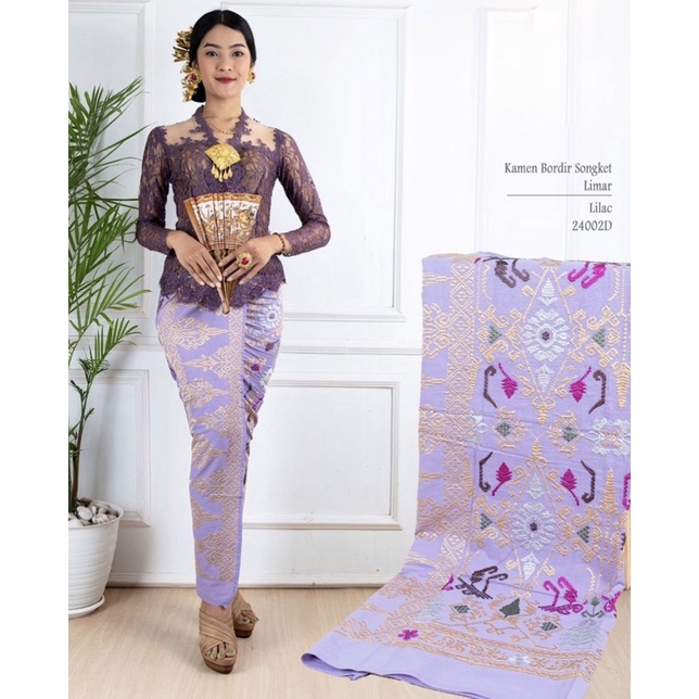 Kamen bordir katun lembaran motif songket