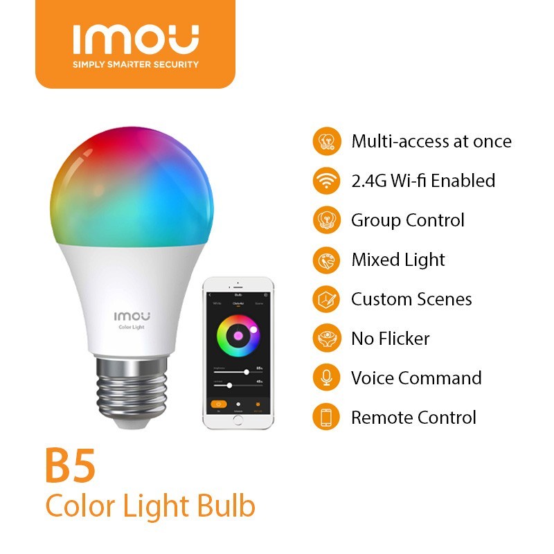 Bohlam Imou Smart Bulb Lampu LED Wifi Bluetooth 9W RGB Multicolor